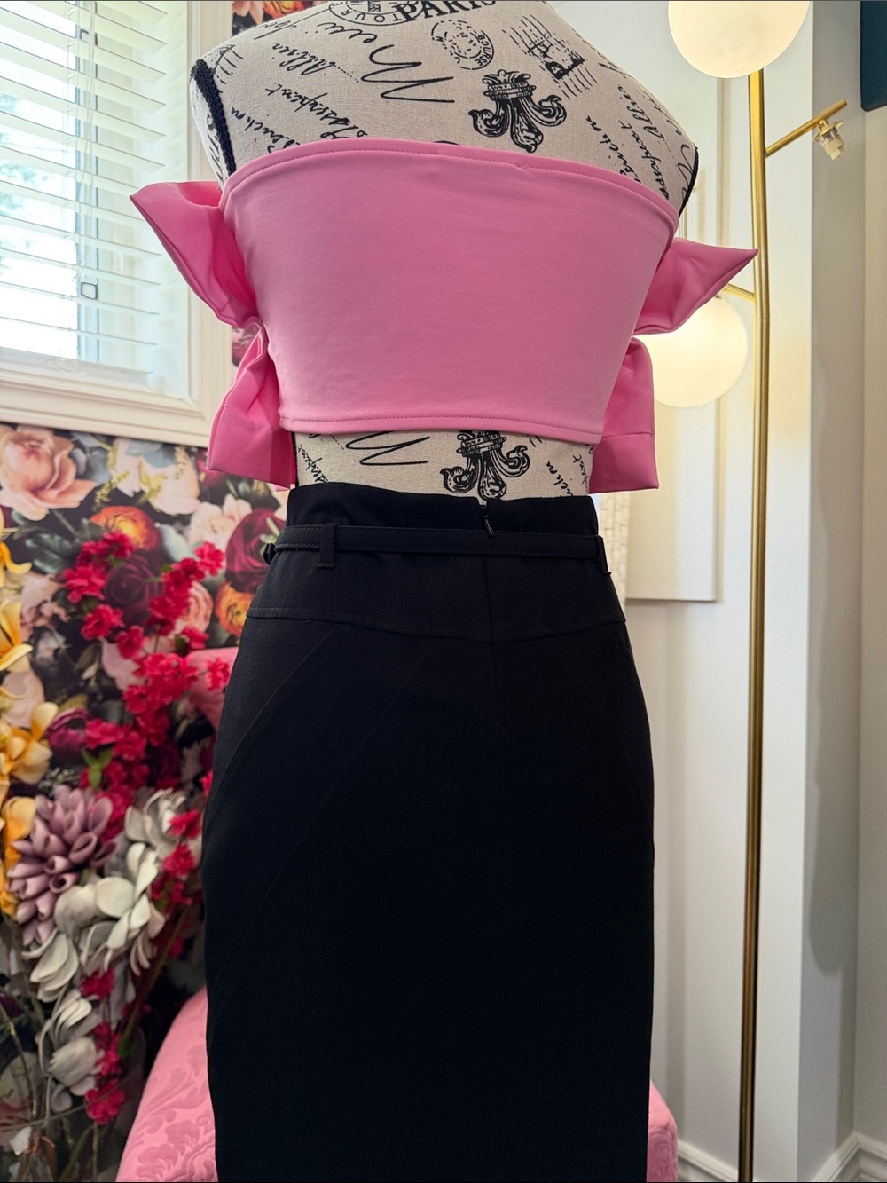 cleo Black High-Waist Pencil Skirt with Slim Waistband - Picture 14 of 16
